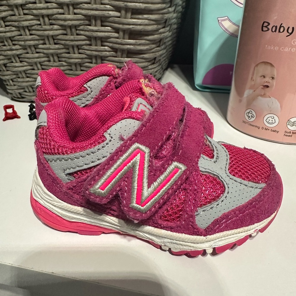 New Balance Kids' Pink and Gray Sneakers